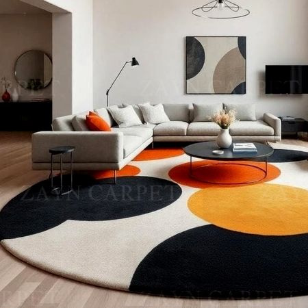 Handcrafted Circle Pattern Abstract Modern Living Rug